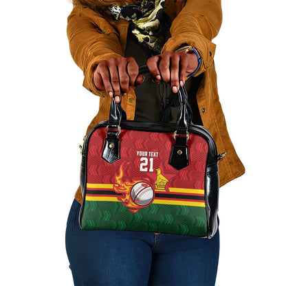 Custom Africa Cricket Zimbabwe Shoulder Handbag The Chevrons Cricket Ball Fire - African Pride