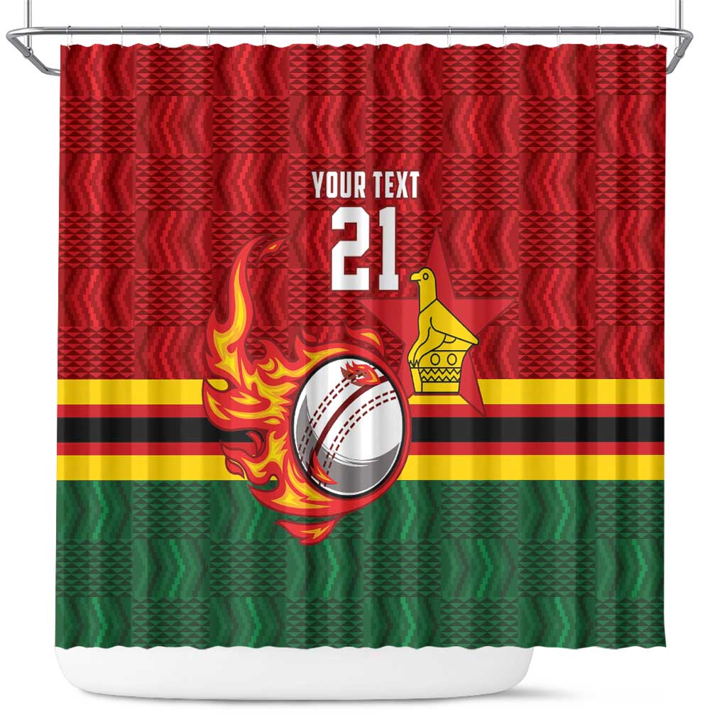Custom Africa Cricket Zimbabwe Shower Curtain The Chevrons Cricket Ball Fire - African Pride