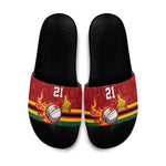 Custom Africa Cricket Zimbabwe Slide Sandals The Chevrons Cricket Ball Fire