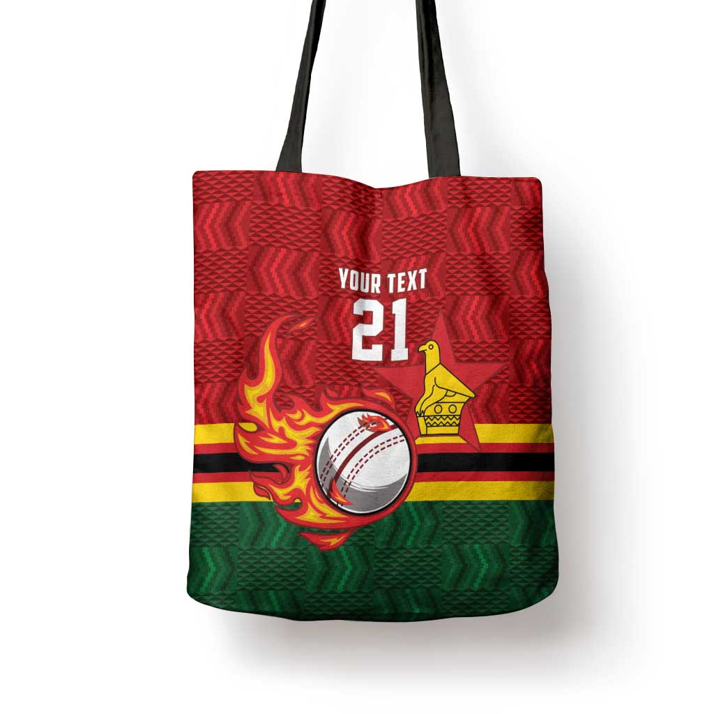 Custom Africa Cricket Zimbabwe Tote Bag The Chevrons Cricket Ball Fire