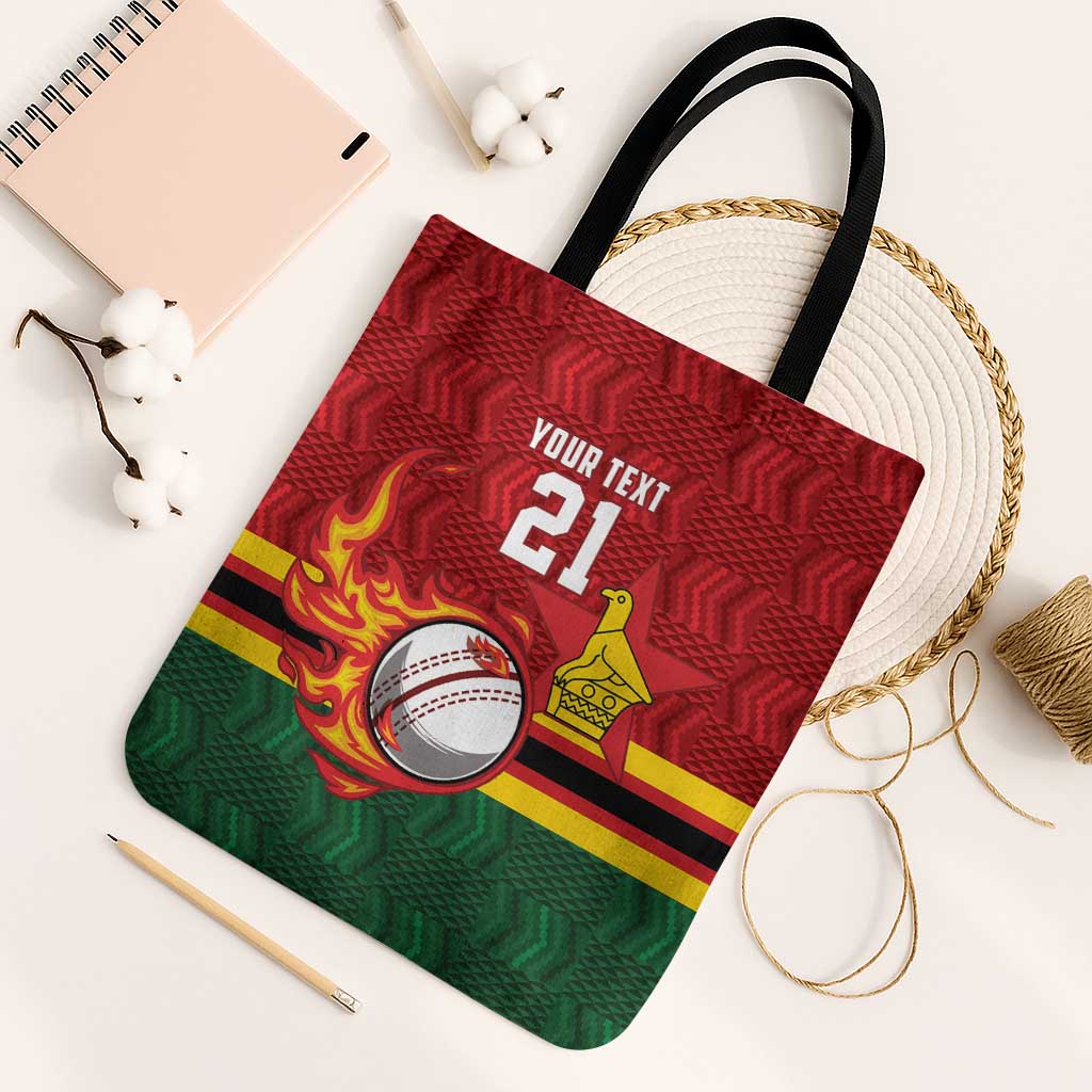 Custom Africa Cricket Zimbabwe Tote Bag The Chevrons Cricket Ball Fire