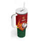 Custom Africa Cricket Zimbabwe Tumbler With Handle The Chevrons Cricket Ball Fire - African Pride