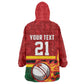 Custom Africa Cricket Zimbabwe Wearable Blanket Hoodie The Chevrons Cricket Ball Fire - African Pride