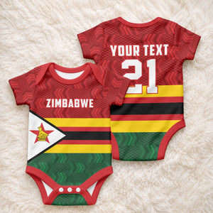 Custom Africa Cricket Zimbabwe Baby Onesie Zimbabwean Pattern Flag Motif