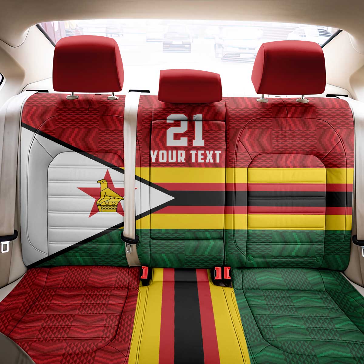 Custom Africa Cricket Zimbabwe Back Car Seat Cover Zimbabwean Pattern Flag Motif - African Pride