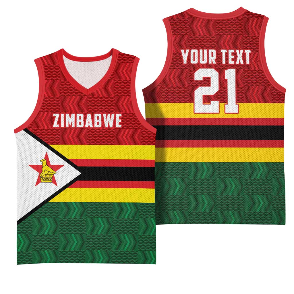 Custom Africa Cricket Zimbabwe Basketball Jersey Zimbabwean Pattern Flag Motif LT9