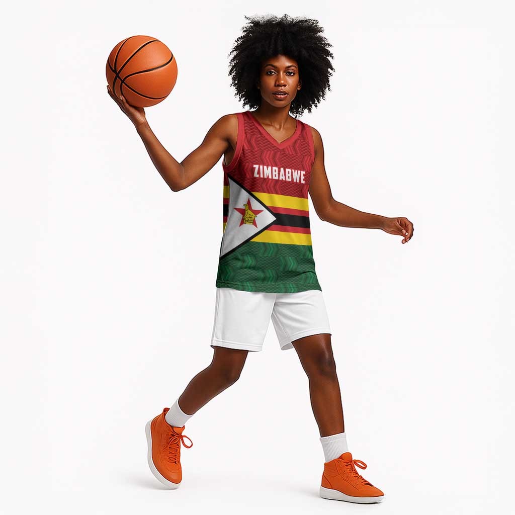 Custom Africa Cricket Zimbabwe Basketball Jersey Zimbabwean Pattern Flag Motif LT9
