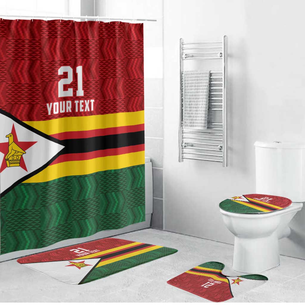 Custom Africa Cricket Zimbabwe Bathroom Set Zimbabwean Pattern Flag Motif