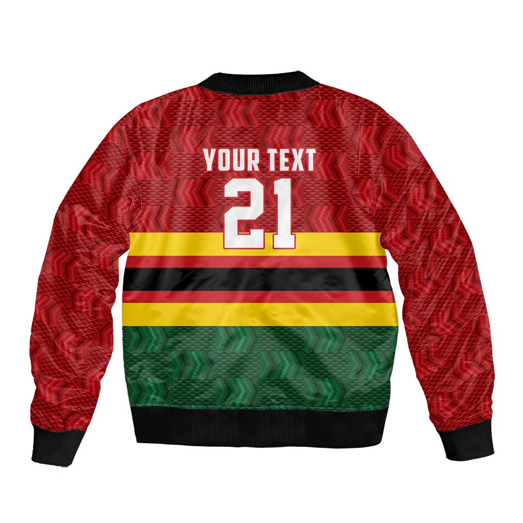 Custom Africa Cricket Zimbabwe Bomber Jacket Zimbabwean Pattern Flag Motif - African Pride