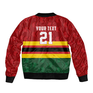 Custom Africa Cricket Zimbabwe Bomber Jacket Zimbabwean Pattern Flag Motif - African Pride
