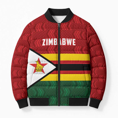 Custom Africa Cricket Zimbabwe Bomber Puffer Jacket Zimbabwean Pattern Flag Motif