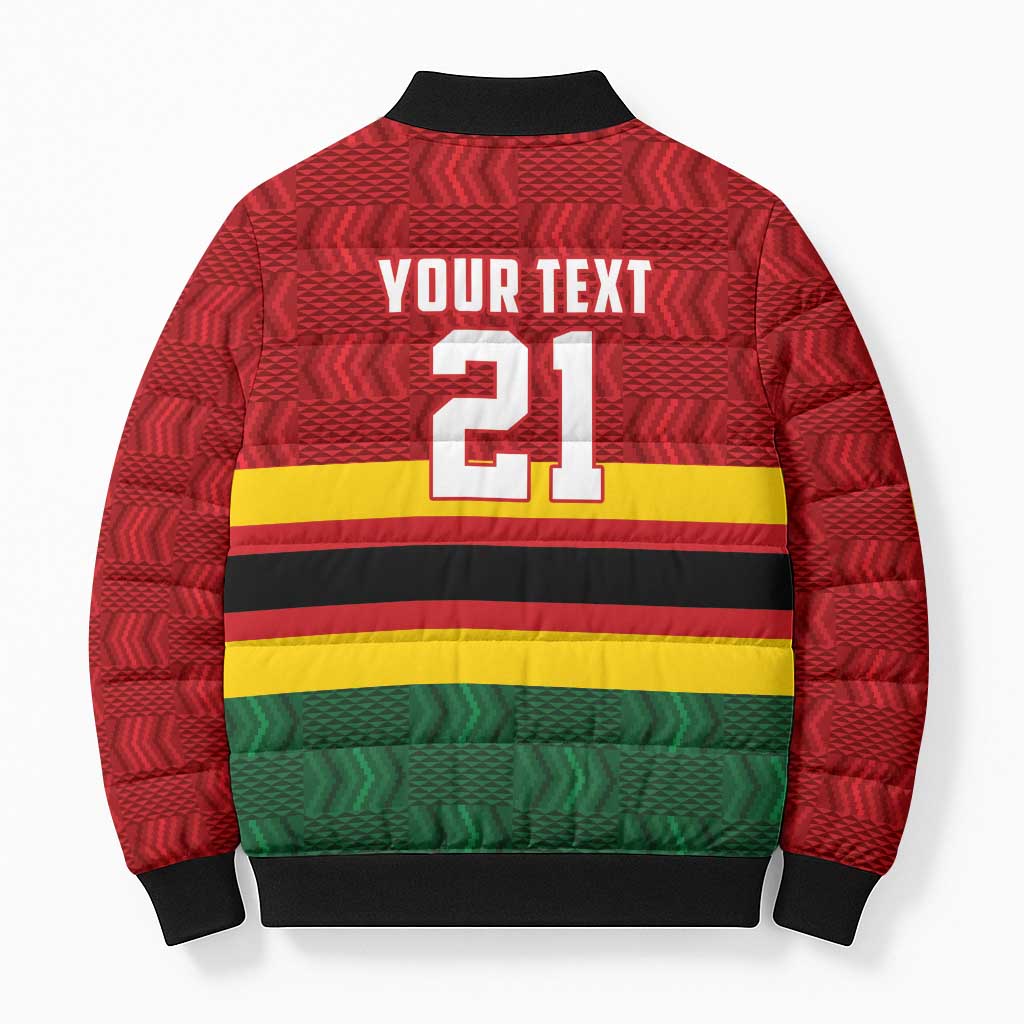 Custom Africa Cricket Zimbabwe Bomber Puffer Jacket Zimbabwean Pattern Flag Motif