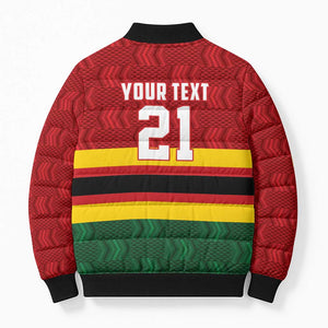 Custom Africa Cricket Zimbabwe Bomber Puffer Jacket Zimbabwean Pattern Flag Motif