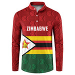 Custom Africa Cricket Zimbabwe Button Sweatshirt Zimbabwean Pattern Flag Motif