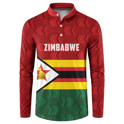 Custom Africa Cricket Zimbabwe Button Sweatshirt Zimbabwean Pattern Flag Motif