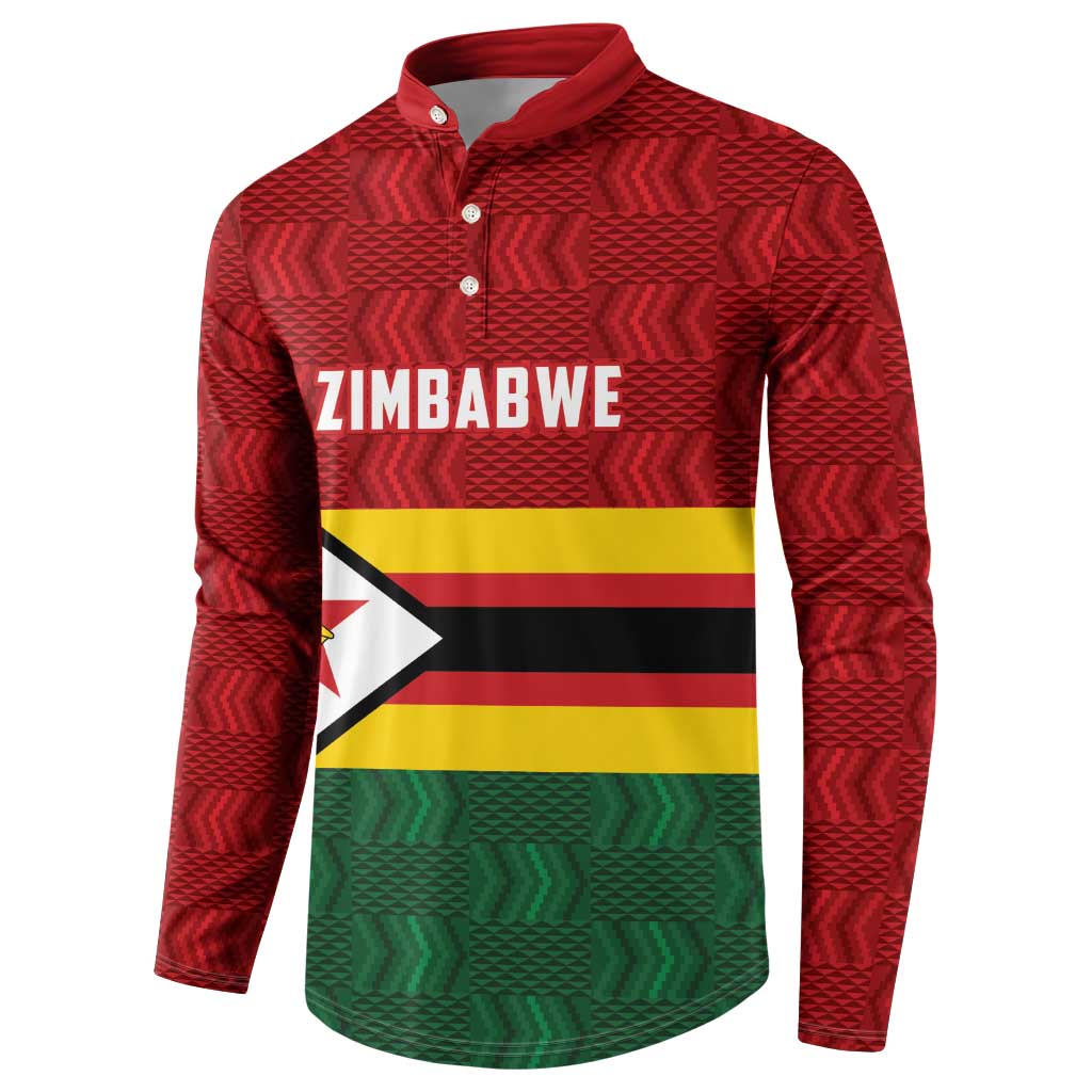 Custom Africa Cricket Zimbabwe Button Sweatshirt Zimbabwean Pattern Flag Motif