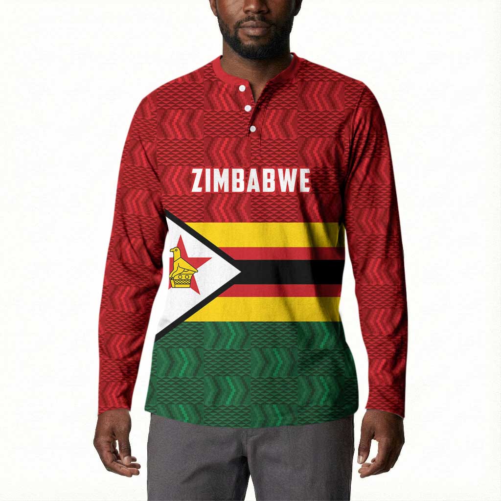 Custom Africa Cricket Zimbabwe Button Sweatshirt Zimbabwean Pattern Flag Motif