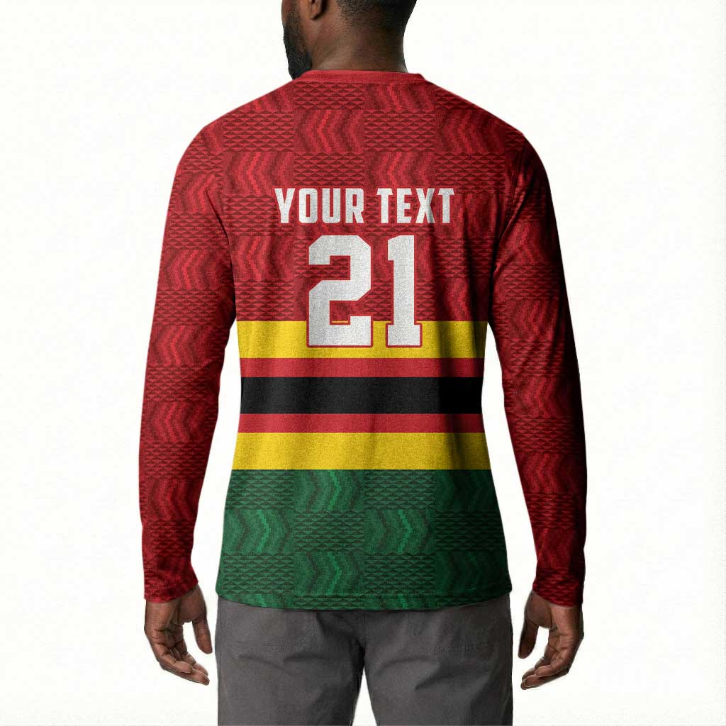 Custom Africa Cricket Zimbabwe Button Sweatshirt Zimbabwean Pattern Flag Motif