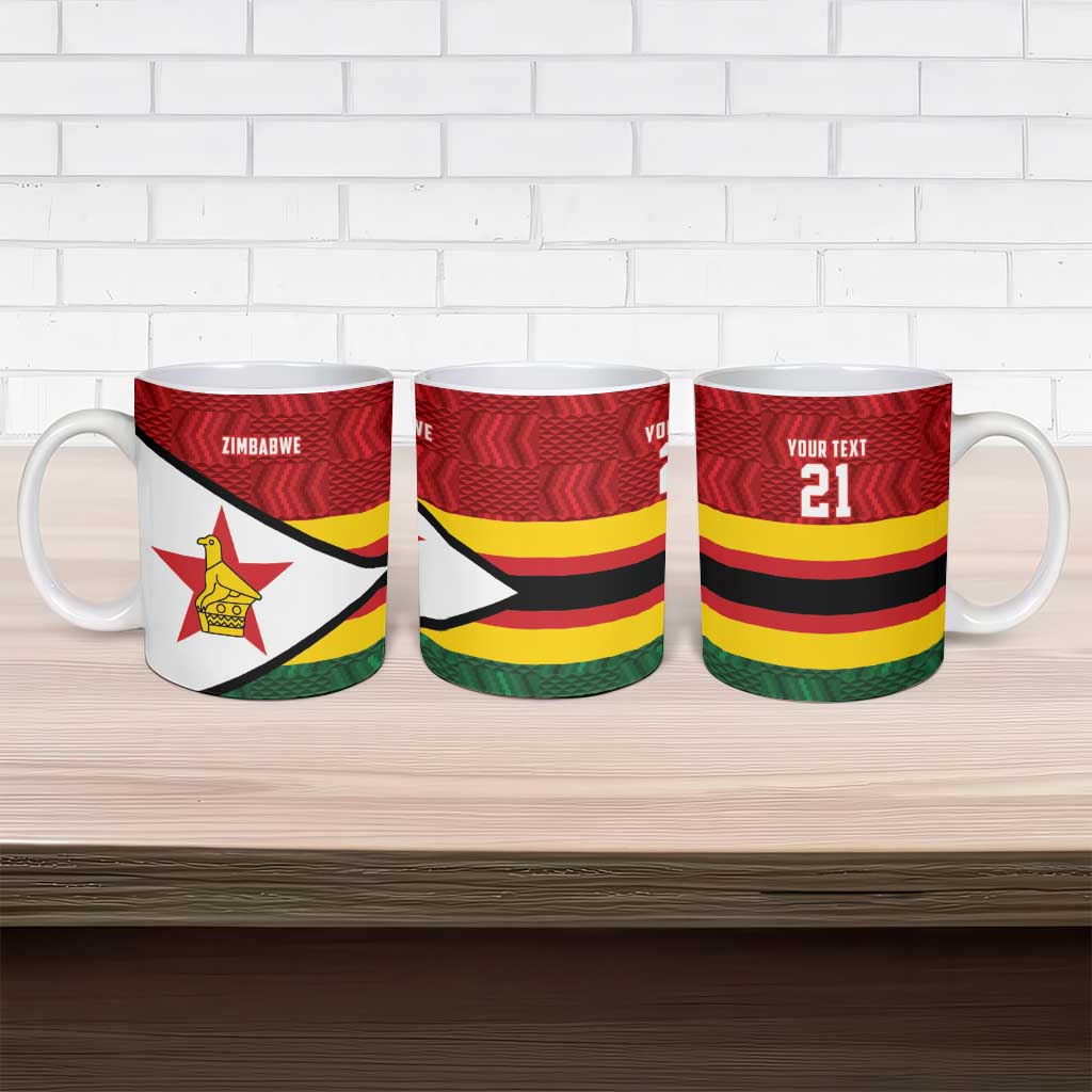 Custom Africa Cricket Zimbabwe Ceramic Mug Zimbabwean Pattern Flag Motif