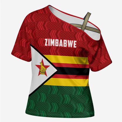 Custom Africa Cricket Zimbabwe Cross Shoulder Shirt Zimbabwean Pattern Flag Motif