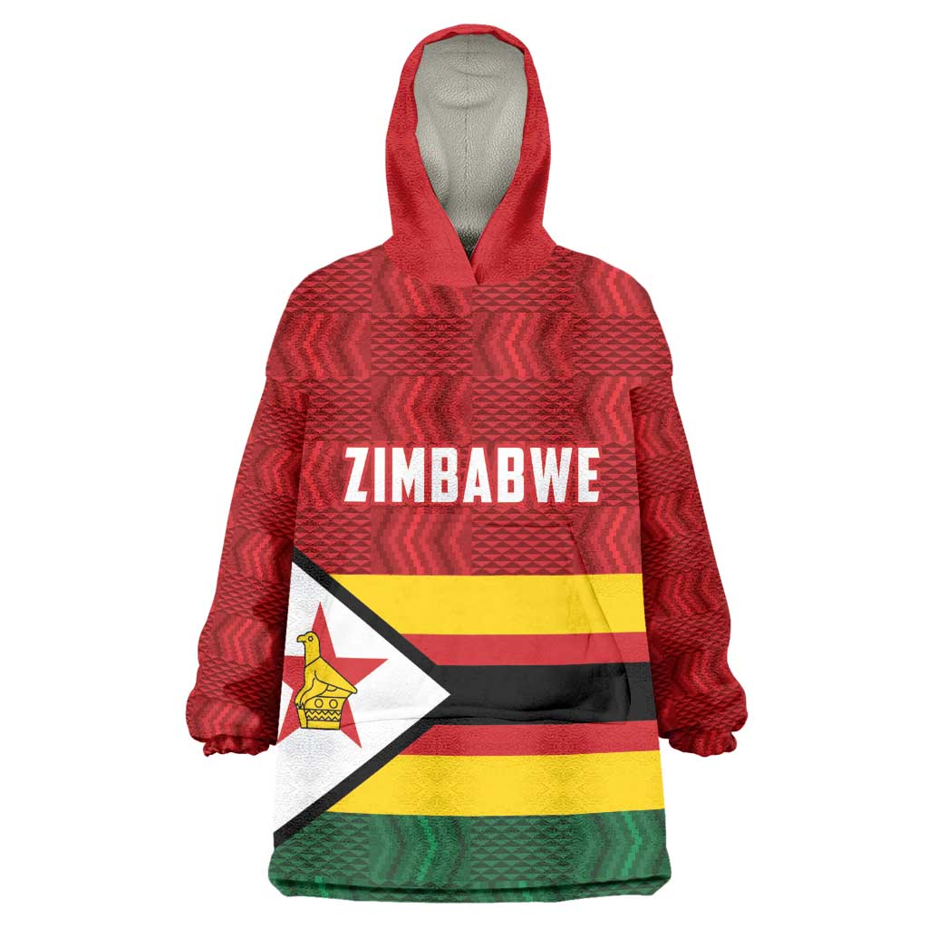 Custom Africa Cricket Zimbabwe Kid Wearable Blanket Hoodie Zimbabwean Pattern Flag Motif - African Pride