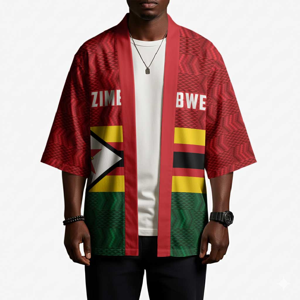 Custom Africa Cricket Zimbabwe Kimono Zimbabwean Pattern Flag Motif