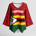 Custom Africa Cricket Zimbabwe Kimono Sleeve Blouse Zimbabwean Pattern Flag Motif