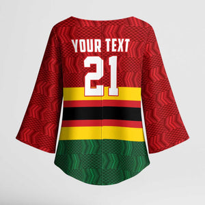 Custom Africa Cricket Zimbabwe Kimono Sleeve Blouse Zimbabwean Pattern Flag Motif