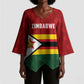 Custom Africa Cricket Zimbabwe Kimono Sleeve Blouse Zimbabwean Pattern Flag Motif