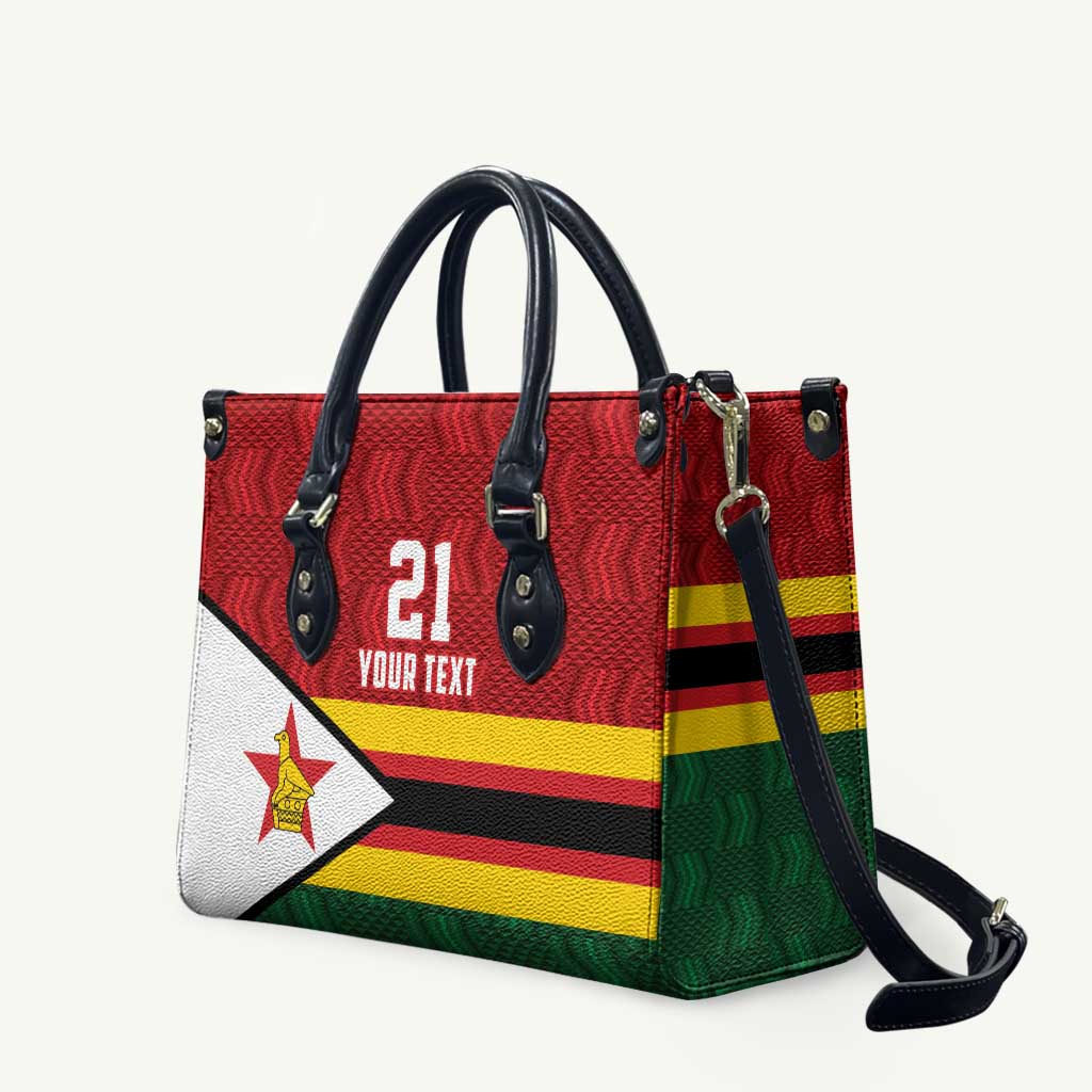 Custom Africa Cricket Zimbabwe Leather Bag Zimbabwean Pattern Flag Motif