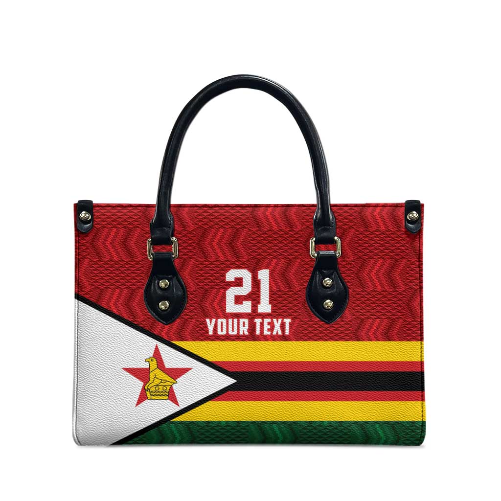 Custom Africa Cricket Zimbabwe Leather Bag Zimbabwean Pattern Flag Motif