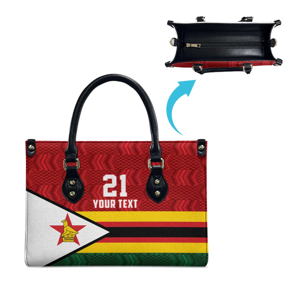 Custom Africa Cricket Zimbabwe Leather Bag Zimbabwean Pattern Flag Motif