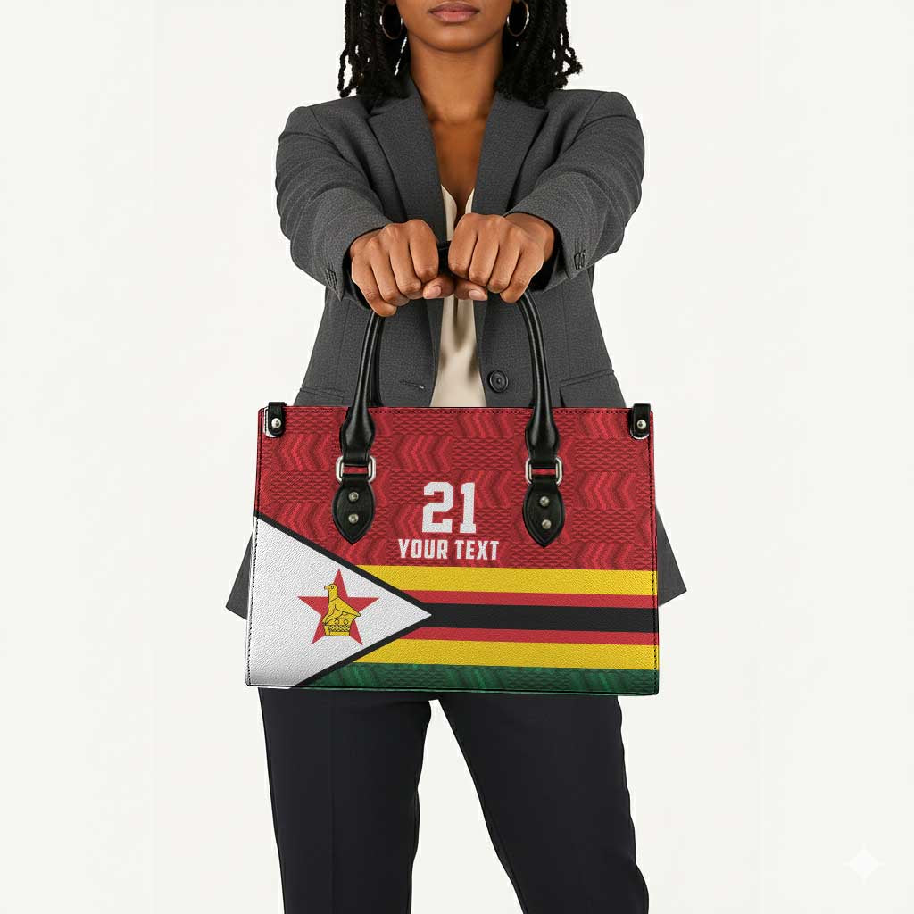 Custom Africa Cricket Zimbabwe Leather Bag Zimbabwean Pattern Flag Motif