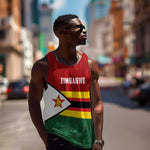 Custom Africa Cricket Zimbabwe Men Tank Top Zimbabwean Pattern Flag Motif - African Pride
