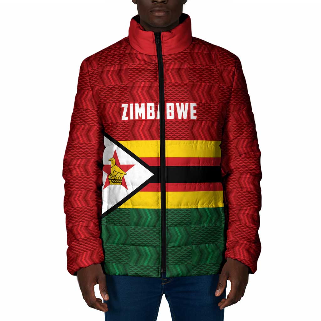 Custom Africa Cricket Zimbabwe Padded Jacket Zimbabwean Pattern Flag Motif