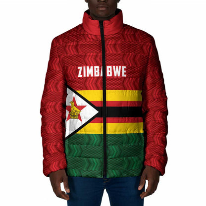 Custom Africa Cricket Zimbabwe Padded Jacket Zimbabwean Pattern Flag Motif