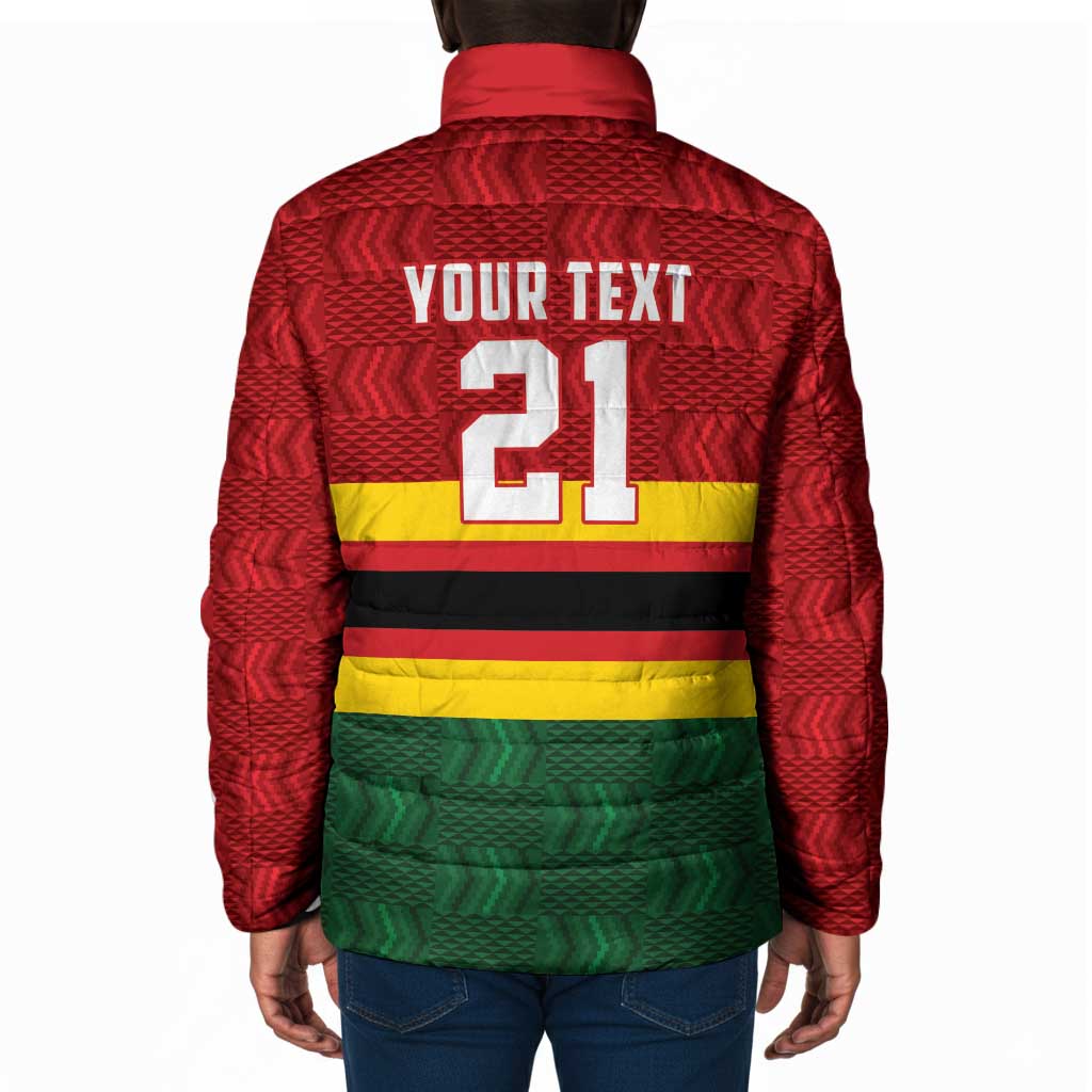Custom Africa Cricket Zimbabwe Padded Jacket Zimbabwean Pattern Flag Motif