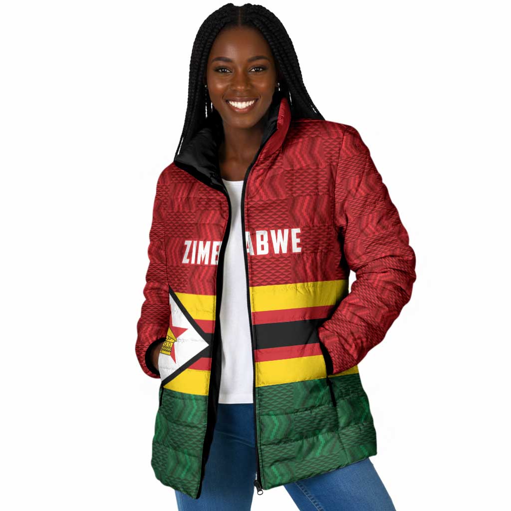 Custom Africa Cricket Zimbabwe Padded Jacket Zimbabwean Pattern Flag Motif