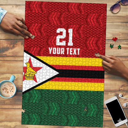 Custom Africa Cricket Zimbabwe Puzzle Zimbabwean Pattern Flag Motif