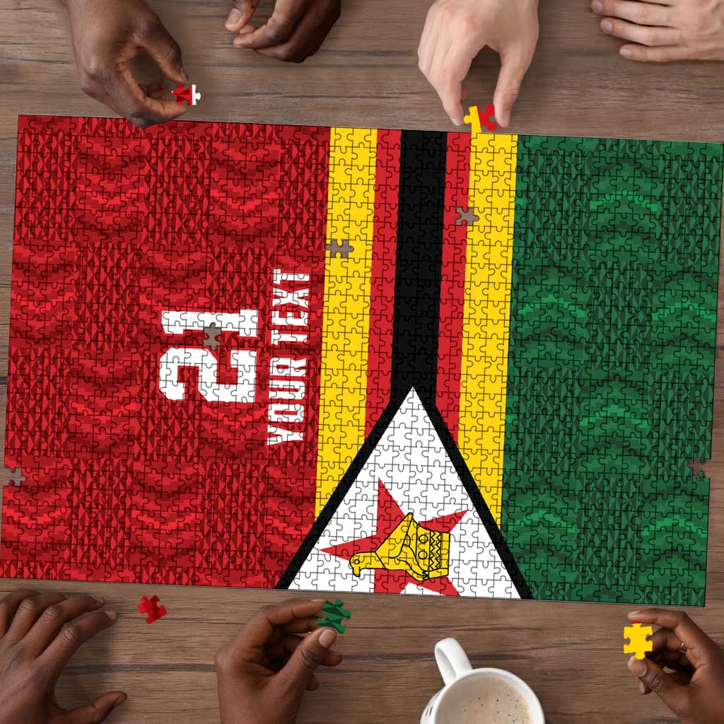 Custom Africa Cricket Zimbabwe Puzzle Zimbabwean Pattern Flag Motif