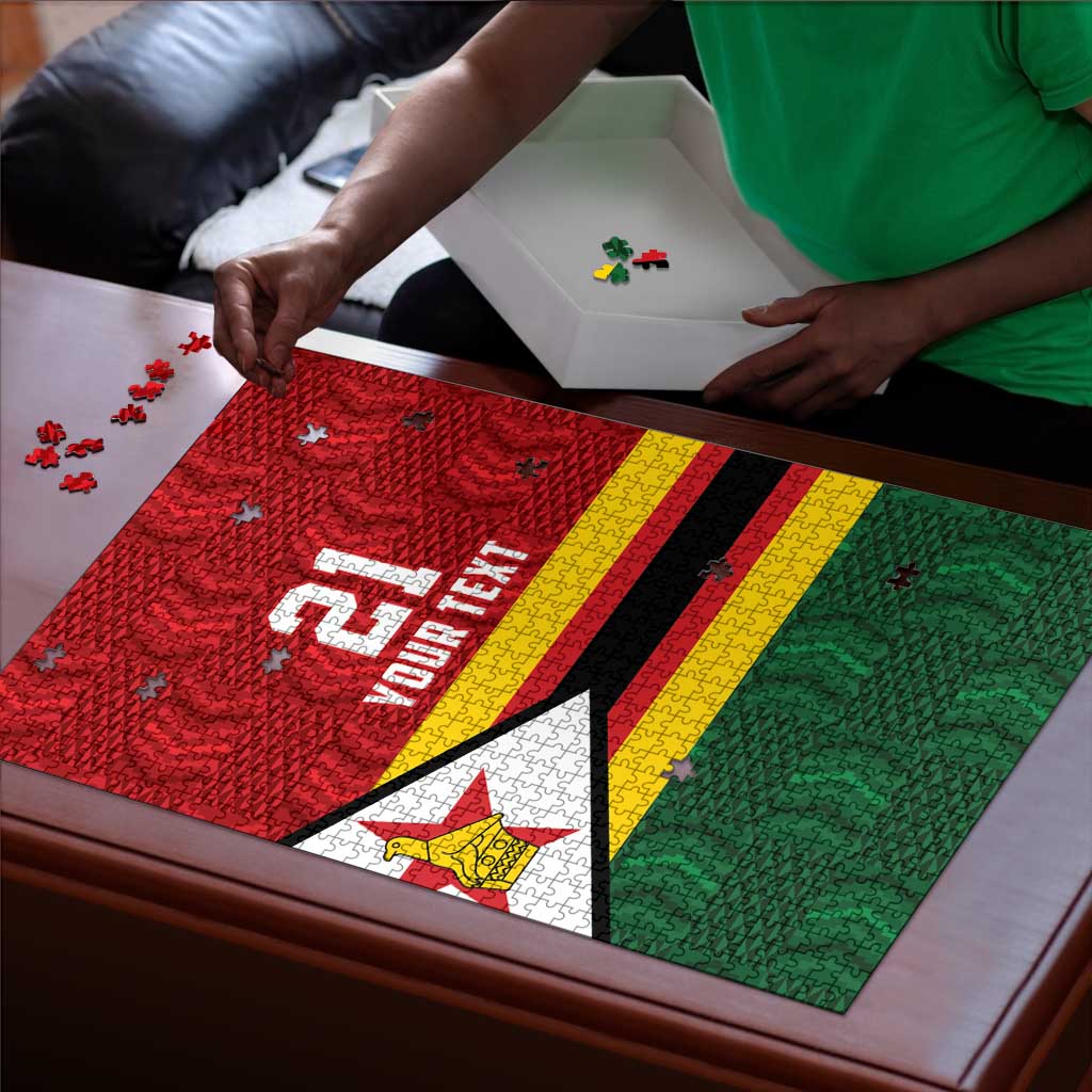 Custom Africa Cricket Zimbabwe Puzzle Zimbabwean Pattern Flag Motif
