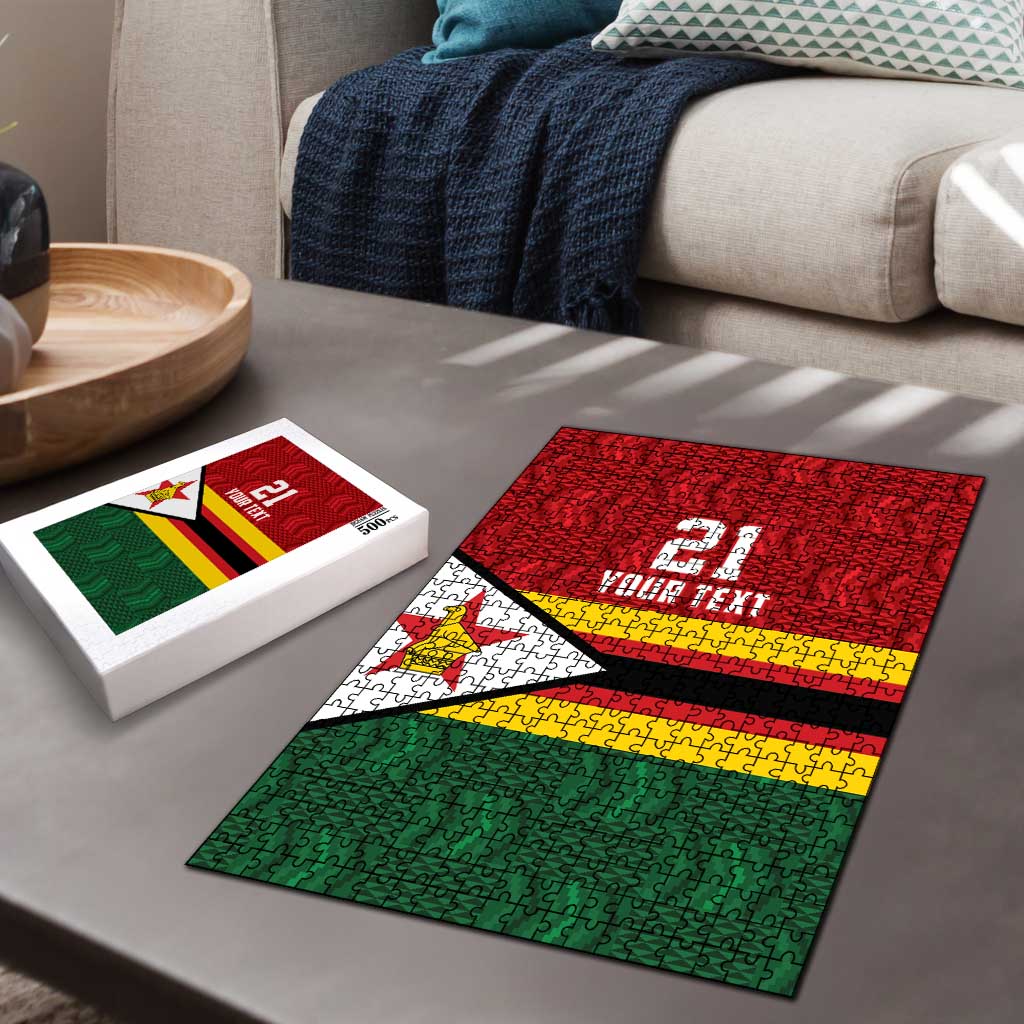 Custom Africa Cricket Zimbabwe Puzzle Zimbabwean Pattern Flag Motif
