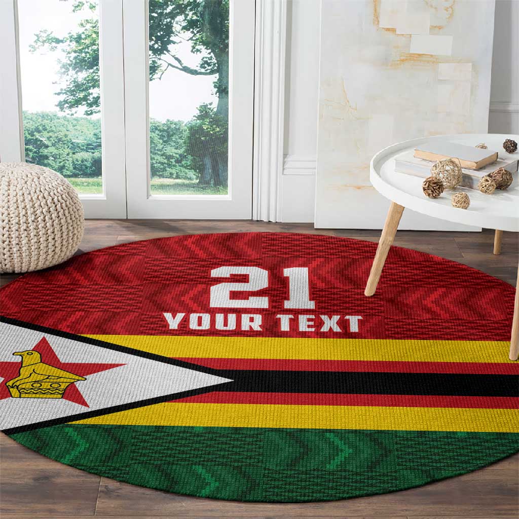 Custom Africa Cricket Zimbabwe Round Carpet Zimbabwean Pattern Flag Motif - African Pride