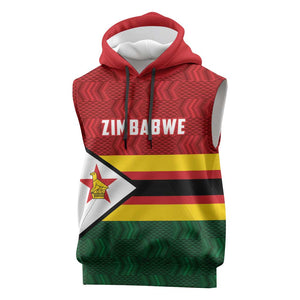 Custom Africa Cricket Zimbabwe Sleeveless Hoodie Zimbabwean Pattern Flag Motif - African Pride
