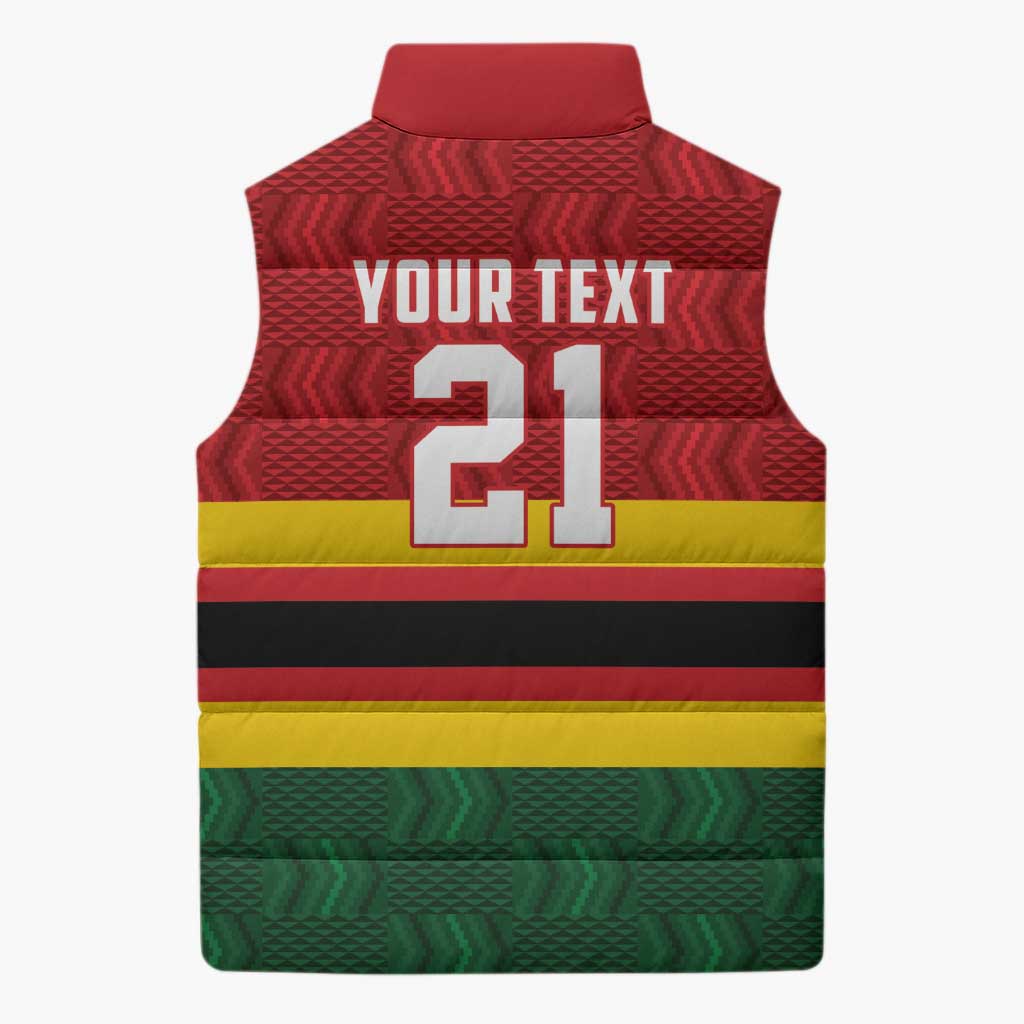 Custom Africa Cricket Zimbabwe Sleeveless Puffer Jacket Zimbabwean Pattern Flag Motif
