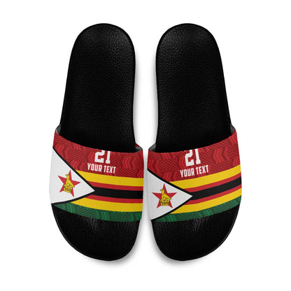 Custom Africa Cricket Zimbabwe Slide Sandals Zimbabwean Pattern Flag Motif