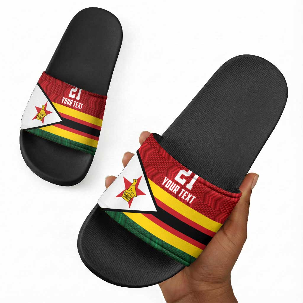 Custom Africa Cricket Zimbabwe Slide Sandals Zimbabwean Pattern Flag Motif