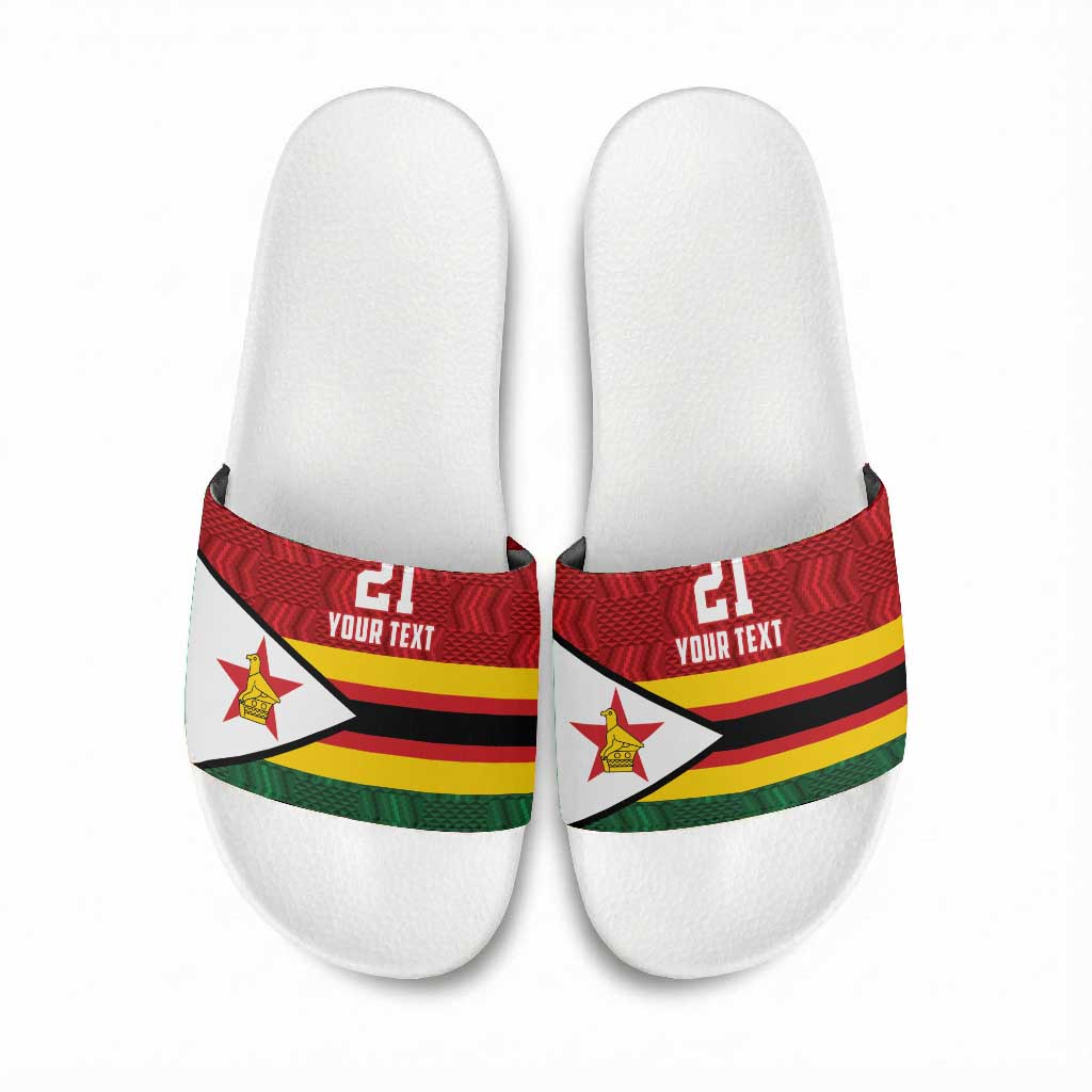 Custom Africa Cricket Zimbabwe Slide Sandals Zimbabwean Pattern Flag Motif