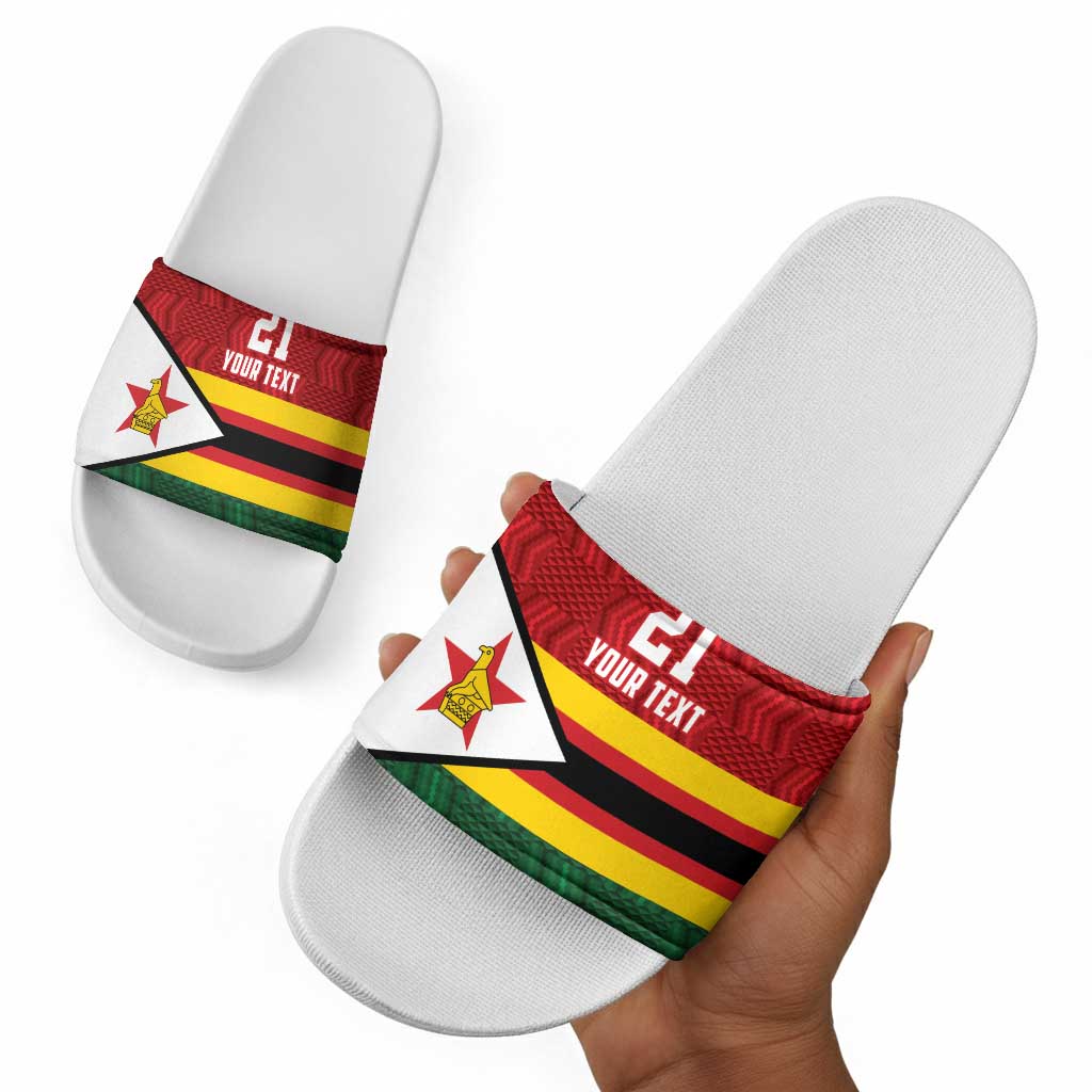 Custom Africa Cricket Zimbabwe Slide Sandals Zimbabwean Pattern Flag Motif