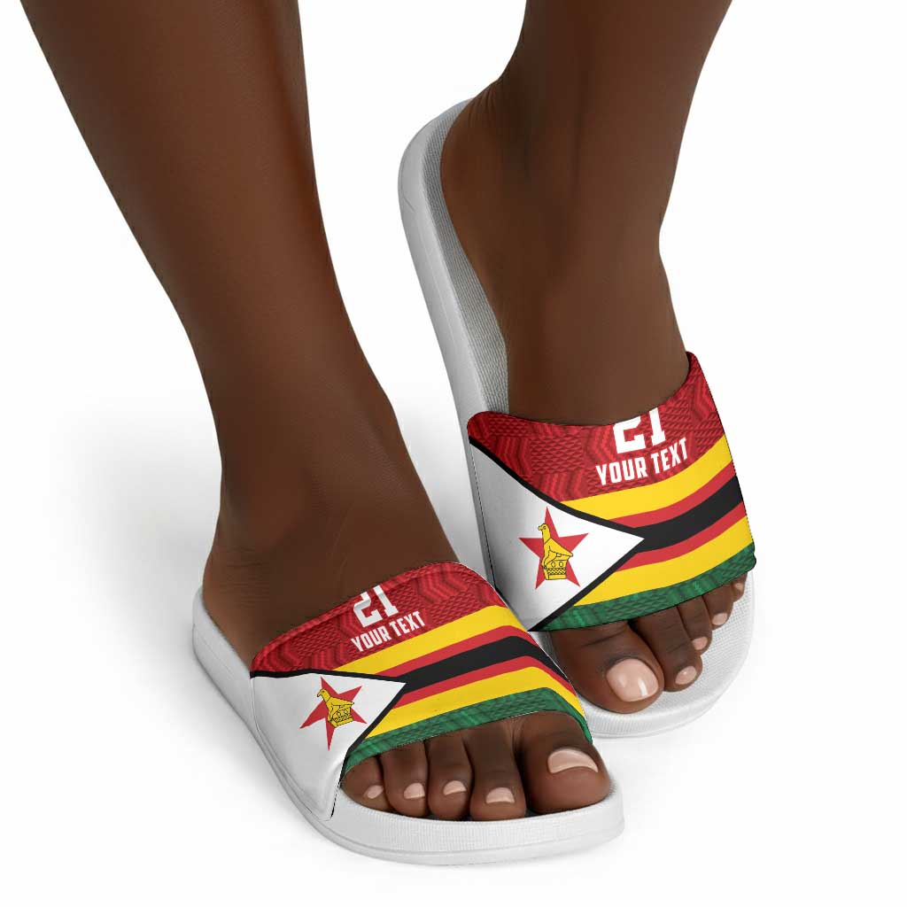 Custom Africa Cricket Zimbabwe Slide Sandals Zimbabwean Pattern Flag Motif